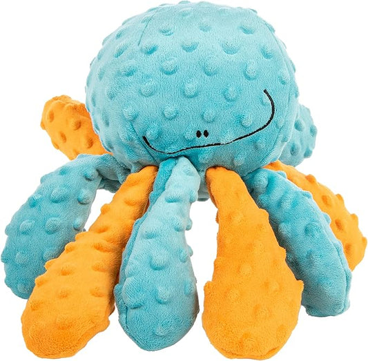 goDog Crazy Tugs Octopus Squeaky Plush Tug Dog Toy, Chew Guard Technolog - Multi Color, Large