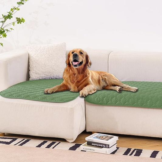 gogobunny 100% Double-Sided Waterproof Dog Bed Cover Pet Blanket Sofa Couch Furniture Protector for Puppy Large Dog Cat, Reversible (32x53 Inch (Pack of 1), Dark Green/Light Green)