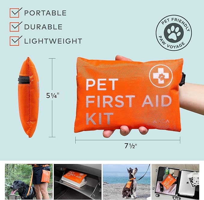 Dog First Aid Kit - Pet Emergency Kit Dog Travel kit for - Water Resistant High Visibility Reflective First Aid Pouch Dog Camping Essentials for Pets for Hiking, Backpacking, Sports, Hunting