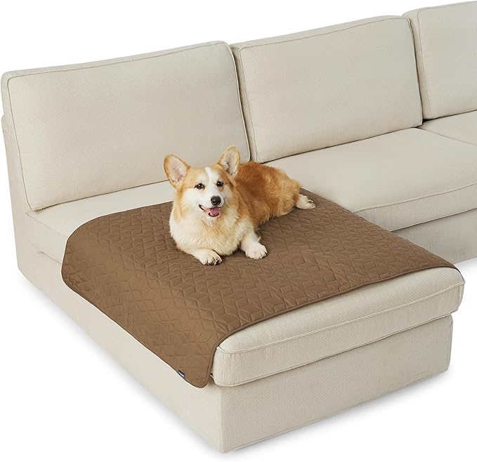 Bedsure 100% Waterproof Couch Cover for Dogs Washable - Non Slip Waterproof Dog Blanket for Couch Sofa, Lightweight Furniture Protector Durable for Pet Cat Puppy with Non-slip Bottom, Brown, 40x50IN