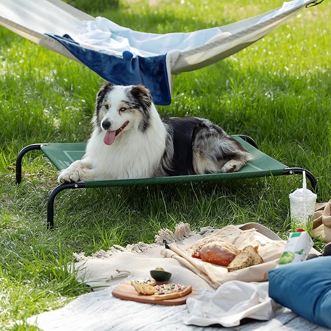 Bedsure XL Elevated Cooling Dog Bed Cot, Raised Pet Beds with No-Slip Feet, Stable Frame & Durable Supportive Teslin Recyclable Mesh, Breathable, Indoor and Outdoor, Multi Size Breathable Mesh
