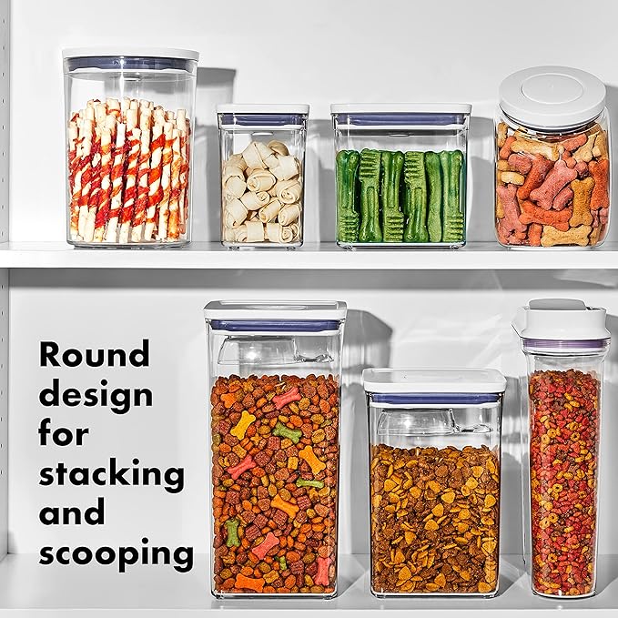 OXO Good Grips Pet POP Container – 3.3 Qt/3.1 L |Ideal for up to 3lbs of Dog Food or 2.5lbs of Cat Food | Airtight Dog and Cat Food Storage Container | BPA Free