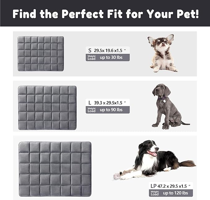 Allisandro Premium Non-Slip Waterproof Dog Mat Washable Dog Sleeping Bed Kennel Pads for Small Medium Large Dogs and Cats, Grey, 39 X 29.5 inches