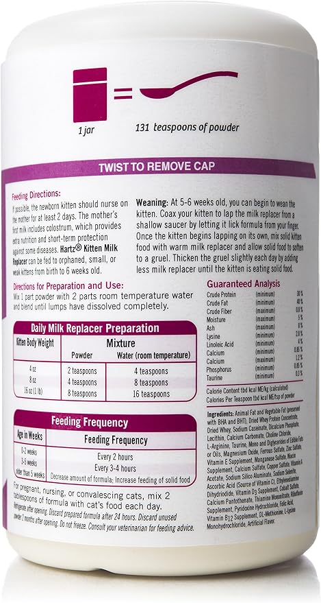 Hartz Powdered Kitten Milk Replacer Formula - 11Oz