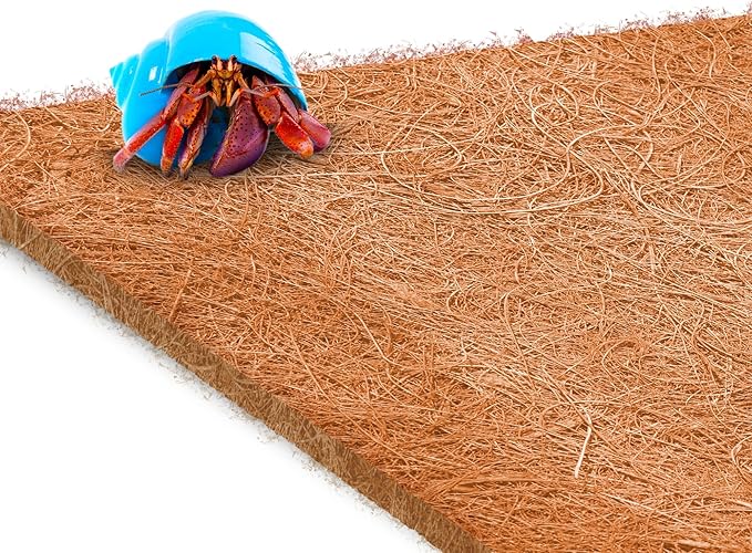 SunGrow Coco Fiber Hermit Crab & Reptile Carpet, Gecko Terrarium Liner, and Floor Bedding Substrate & Supplies, Climbing Wall Carpet & Mat for Hermit Crabs, 10" x 13", 1 Piece Per Pack