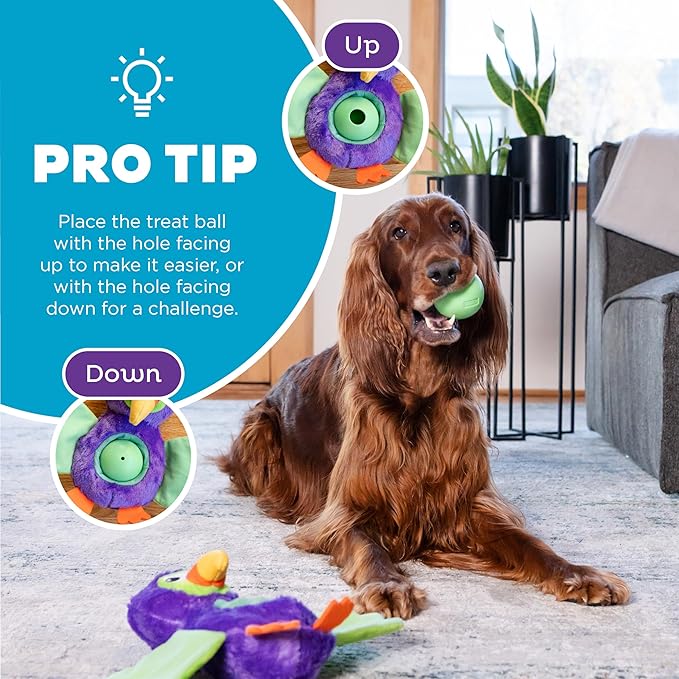 Outward Hound Nina Ottosson Hide-Ablez Interactive Plush Dog Puzzle with Treat Ball Dog Enrichment Toys, Plush, Toucan, Multicolored