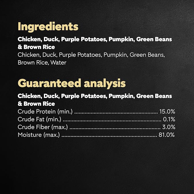 CESAR SIMPLY CRAFTED Adult Wet Dog Food Meal Topper, Chicken, Duck, Purple Potatoes, Pumpkin, Green Beans & Brown Rice, 1.3oz., Pack of 10