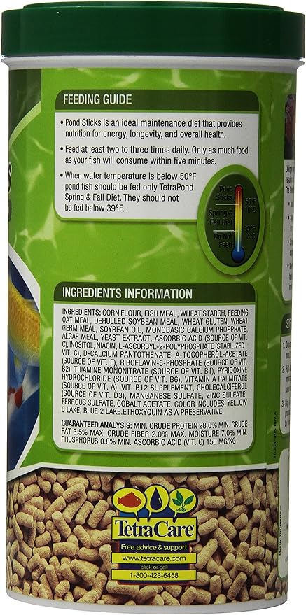 Tetra Pond Sticks, Koi Fish & Goldfish Food, Soft Sticks, Easy to Digest Floating Pond Fish Food, 3.53 ounces
