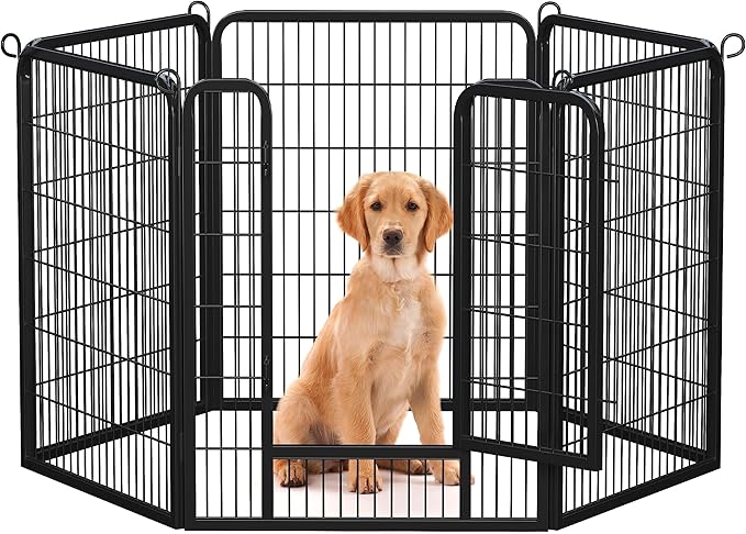 Yaheetech Heavy Duty Extra Wide Dog Playpen, 6 Panels Outdoor Pet Fence for Medium/Small Animals Foldable Puppy Exercise Pen for Garden/Yard/RV/Camping 40 Inch Height x 32 Inch Width