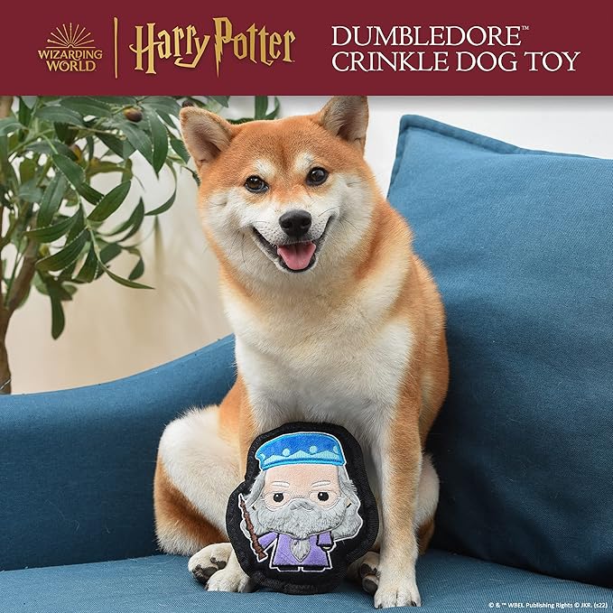 Harry Potter 6-inch Dumbledore Crinkle Dog Toy | Crinkly Dog Chew Toy in Dumbledore Design | 6" Small Dog Toy Crinkle Sound, Dog Crinkle Toy, Chew Toy for Dogs