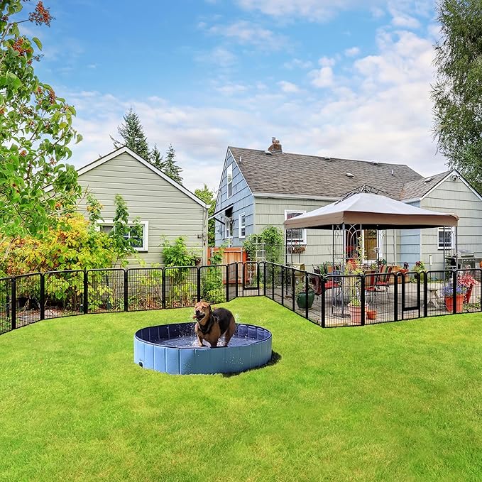 Yaheetech Outdoor Dog Playpen, Dog Pen Fences 32 Panels 32" Height Puppy Pet Playpen for Small/Medium Dogs Exercise Pen with 4 Doors Indoor Playpen for The Yard Garden RV Camping