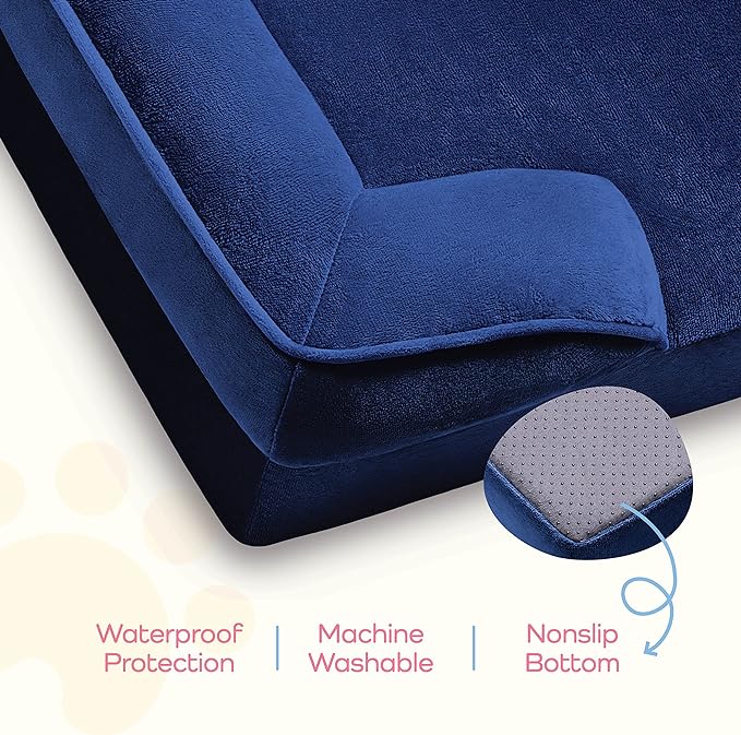 Orthopedic Sofa Dog Bed - Ultra Comfortable Dog Bed for X-Large Dogs - Breathable & Waterproof Pet Bed- Egg Foam Sofa Bed with Extra Head & Neck Support - Removable Washable Cover with Nonslip Bottom.