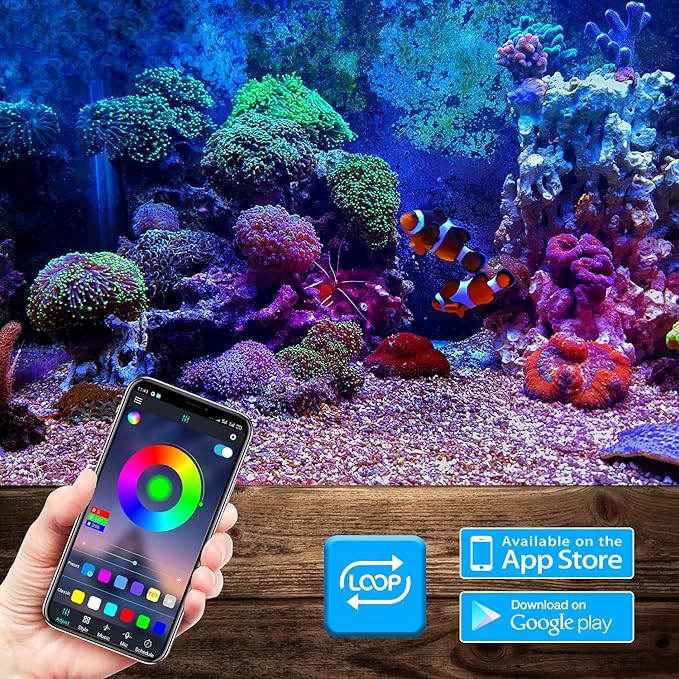 GreenSun Fish Tank Aquarium Light: Submersible Led Lamp - 38 Inch Waterproof Strip Spotlight with APP Control