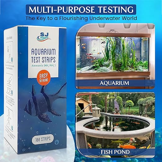 Aquarium Ammonia Test Strips | Fast and Accurate Water Quality Ammonia Testing Kit for Saltwater & Freshwater Aquariums & Fish Tanks – Ammonia Test Kit for Aquarium Helps Keep Fish Safe (100 Strips)