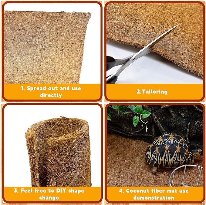 Hamiledyi Reptile Carpet Coconut Fiber Substrate Coco Liner Roll 118x15.7in Lizard Cage Mat Natural Coco Fiber Bedding for Bearded Dragon,Turtles,Iguana,Tortoise Pad Garden Decoration