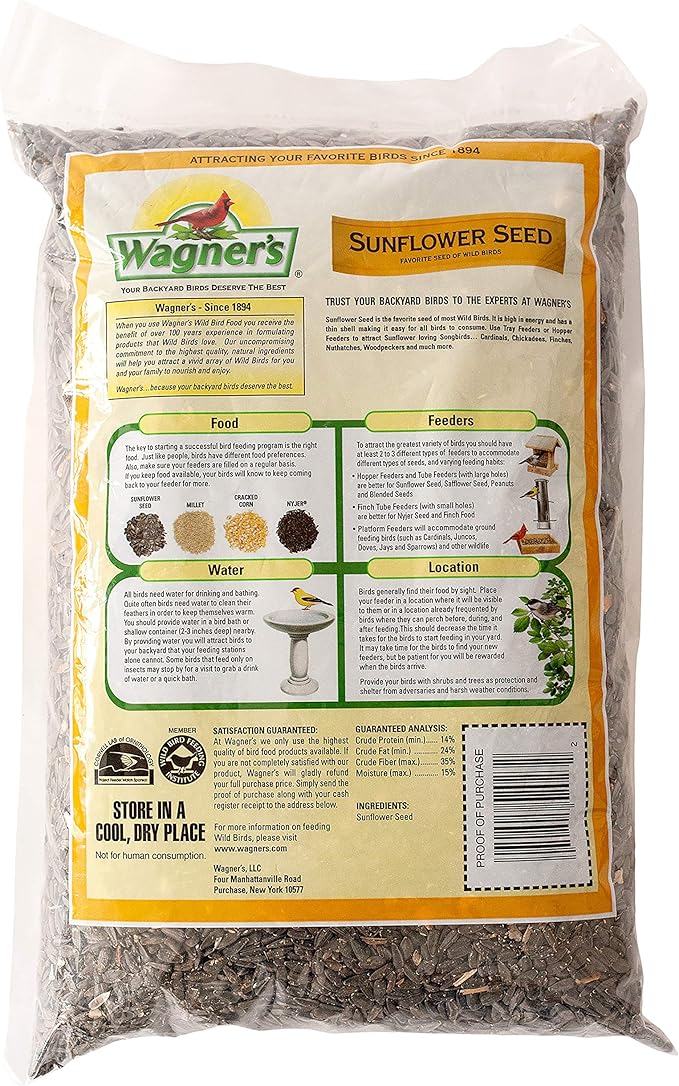 Wagner's 52023 Black Oil Sunflower Seed Wild Bird Food, 5-Pound Bag & 57075 Safflower Seed Wild Bird Food, 5-Pound Bag