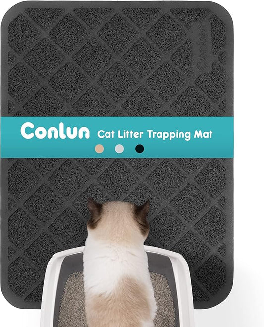 Cat Litter Mat Litter Trapping Mat, 24" x 17" Premium Durable PVC Grid Mesh with Scatter Control, Non-Slip, Less Waste Cat Litter Box Mat, Soft on Kitty’s Paws, Urine Waterproof