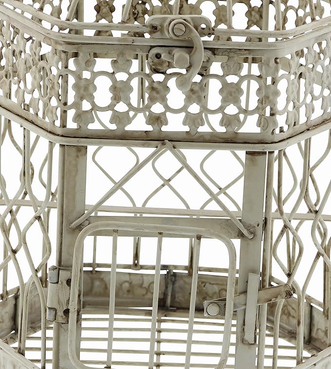 Deco 79 66520 Inch, Set of 2 Metal Bird Cage, 21", 18"H, Cream, 2 Count