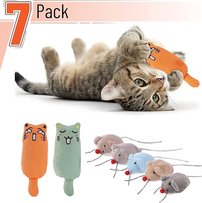 Mr. Pen- Catnip Toys, 7 Pcs, Mouse Cat Toy, Catnip Toys for Indoor Cats, Cat Nip Toys, Catnip Toys for Cats, Mouse Toy for Cats, Cat Toy Mouse, Toys with Catnip, Cat Toys Mice