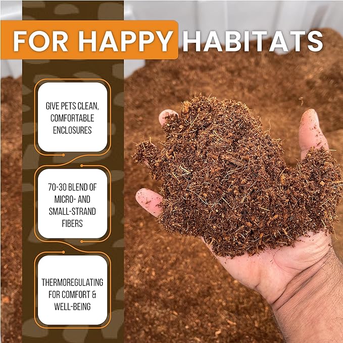 ReptiEarth Reptile Bedding, Fluffy Coconut Fiber Substrate 12 Quart Organic Coco Ready to Use for Bioactive Snake Terrarium, Lizard Tanks with Plants, for Frog, Tarantula or Hermit Crab Habitat (2 Pk)