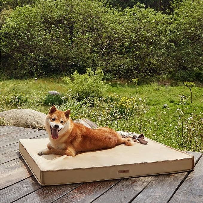 Lesure Outdoor Waterproof Dog Beds for Large Dogs - Large Dog Bed with Oxford Fabric Surface, Large Orthopedic Foam Pet Bed with Removable and Durable Cover, Machine Washable