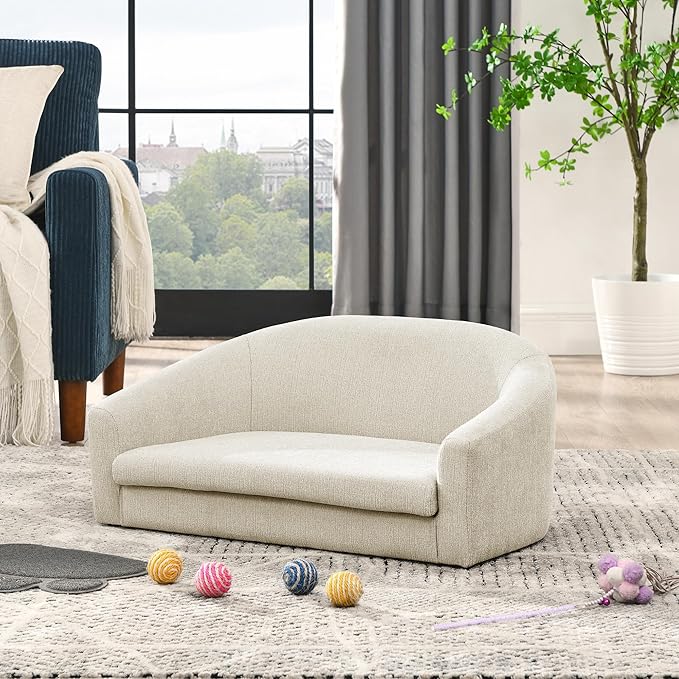 Pet Sofa, Made Sponge and Highly Breathable Linen, Suitable Pet Sofas, Dog Sofas, Dog Beds, Cat Beds, Cat Sofas for Medium-Sized Dogs (beige)