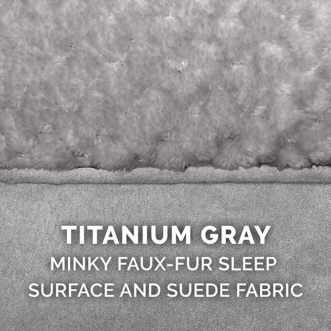 Furhaven Replacement Dog Bed Cover Minky Plush & Suede Pillow Top Mattress, Machine Washable - Titanium Gray, Large