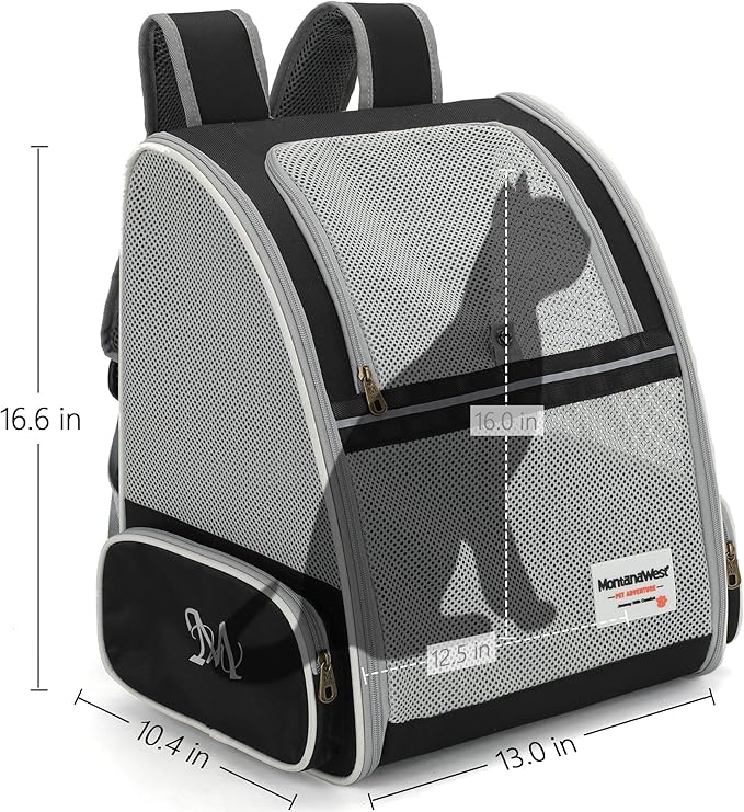 Montana West Cat Carrier Backpack for Small Medium Dog & Puppies with Breathable Mesh for Hiking Camping Backpack Travel Bag