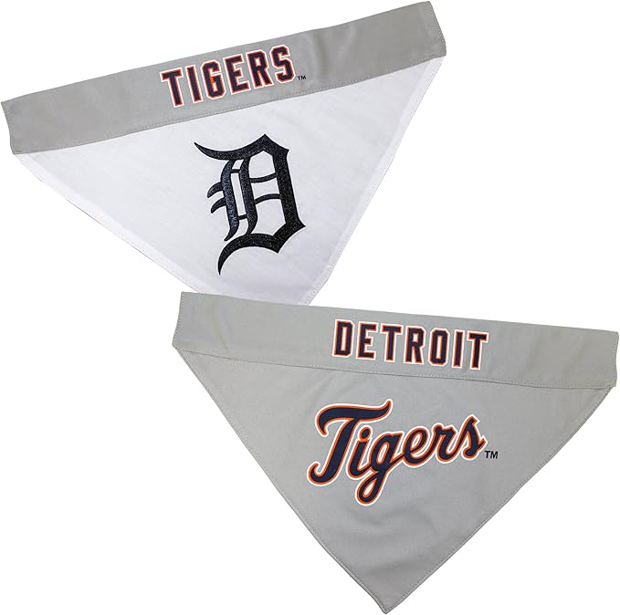 Pets First TIG-3217-L-XL MLB Detroit Tigers Reversible Pet Bandana, Large/X-Large, MLB Team Color