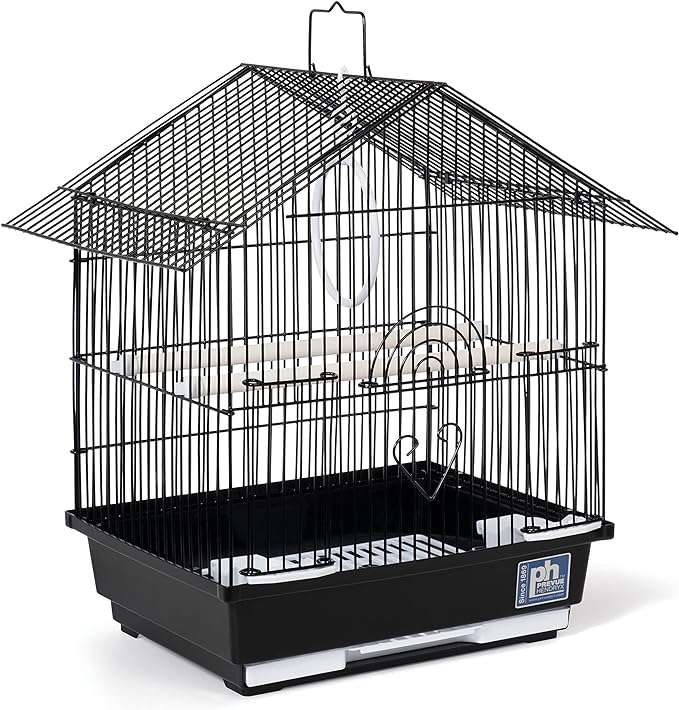 Prevue Pet Products Parakeet Manor Bird Cage with Handle for Home or Travel, Black