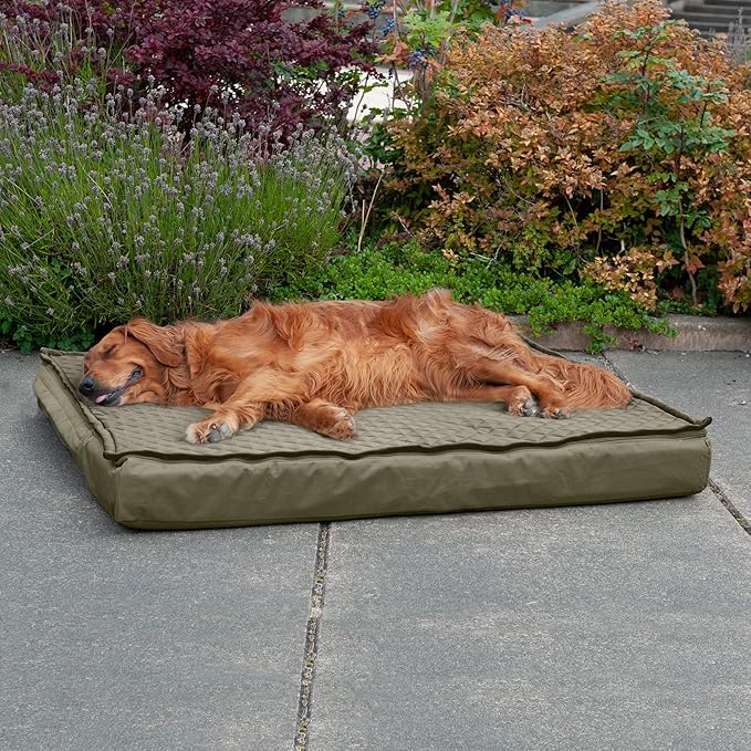 Furhaven Water-Resistant Orthopedic Dog Bed for Large Dogs w/ Removable Quilt Top & Washable Cover, For Dogs Up to 95 lbs - Indoor/Outdoor Quilt Top Convertible Mattress - Dark Sage, Jumbo/XL