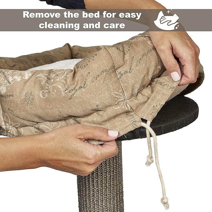 Midwest Homes for Pets 35-Inch Feline Nuvo "Cove" Fashionable Cat Tree & Cat Condo with Removable Lounging Cat Bed, Brown/Tan (139C-TN)