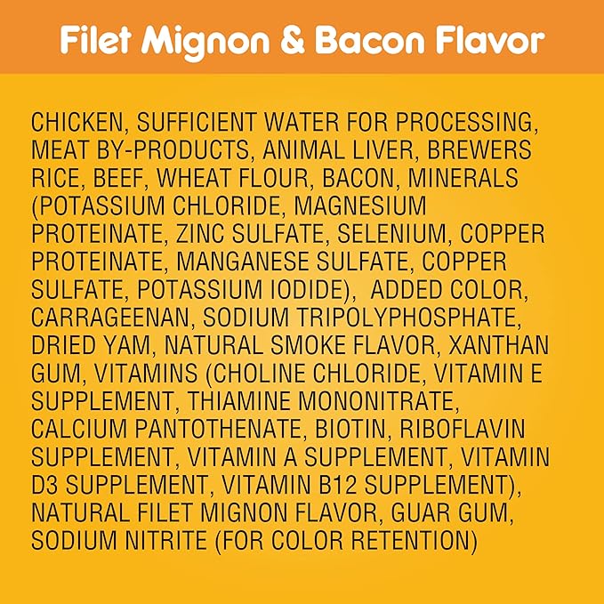 PEDIGREE CHOPPED GROUND DINNER Adult Canned Soft Wet Dog Food, Filet Mignon & Bacon Flavor, 13.2 oz. Cans (Pack of 12)