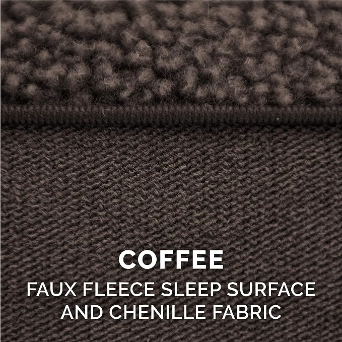Furhaven Orthopedic Dog Bed for Large Dogs w/ Removable Bolsters & Washable Cover, For Dogs Up to 95 lbs - Sherpa & Chenille Sofa - Coffee, Jumbo/XL