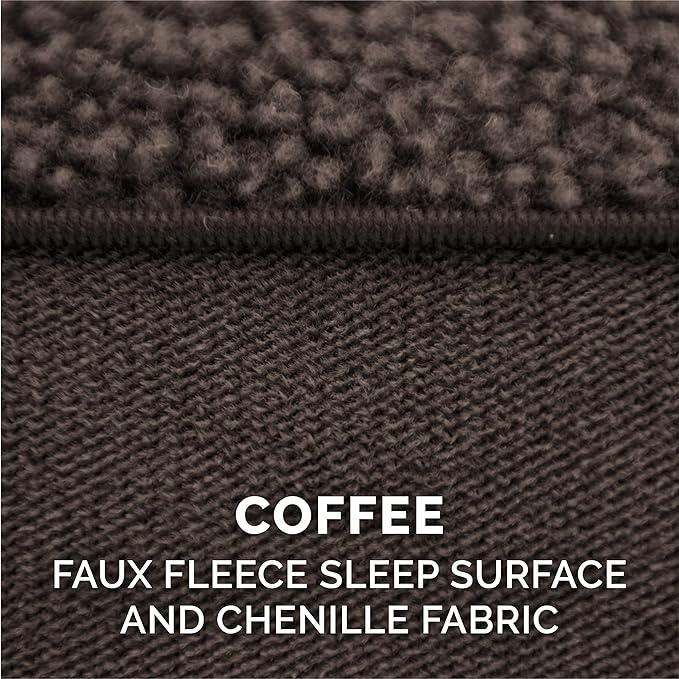 Furhaven Cooling Gel Dog Bed for Large Dogs w/ Removable Bolsters & Washable Cover, For Dogs Up to 125 lbs - Sherpa & Chenille Sofa - Coffee, Jumbo Plus/XXL