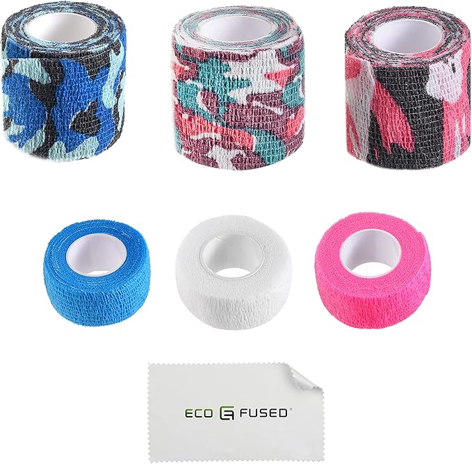 Eco-Fused Self-Adhering Bandage - Injury Wrap Tape for Pets, Dogs, Cats, Horses - Pack of 6 - Dog Bandages for Legs - Prevent Licking - Does not Stick to Hair - Elastic, Water Repellent, Breathable