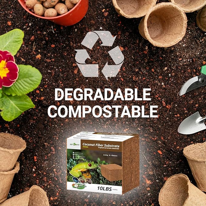 REPTI ZOO Reptile Coconut Fiber Substrate 72 Quart, Reptile Bedding Coco Coir Brick for Turtle, Hermit Crab, Spider, Frog | 100% Organic | Odor Absorption