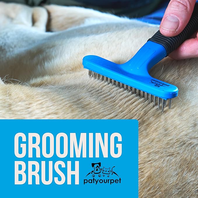 Pat Your Pet Dog Shedding Brush, Double Raw Undercoat Rake for Dogs, Cats and Pets Brush, Deshedding Dog Brush for Medium Long Loose Hair