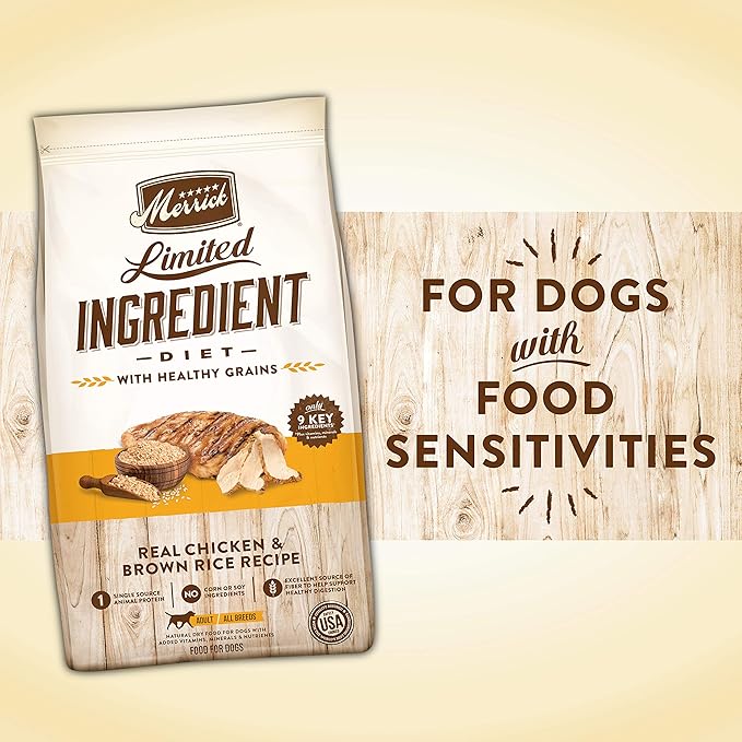Merrick Limited Ingredient Diet Dry Dog Food Real Chicken & Brown Rice Recipe with Healthy Grains - 22 lb. Bag