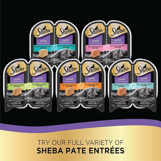 Sheba Wet Food PERFECT PORTIONS Paté Adult Wet Cat Food Trays (24 Count, 48 Servings), Savory Chicken Entrée, Easy Peel Twin-Pack Trays