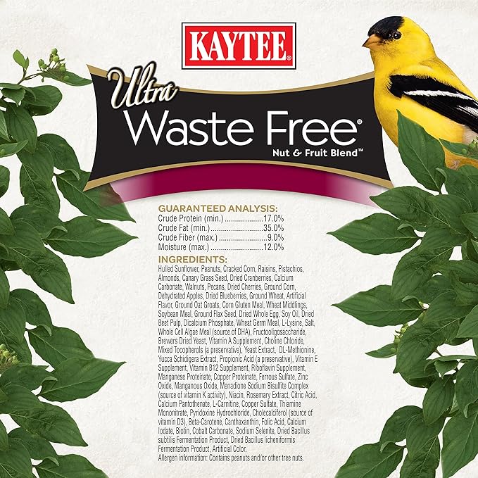 Kaytee Wild Bird Waste Free Nut and Fruit Food Seed Blend for Woodpeckers, Juncos, Cardinals, Grosbeaks, Finches, and Chickadees, 5.5 Pound (Pack of 2)