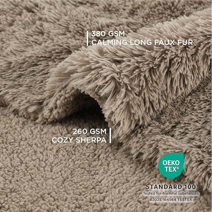 Bedsure Waterproof Dog Blankets for Large Dogs - Calming Cat Blanket for Couch Protector Washable, Long Faux Fur Pet Throw Blanket for Puppy, Reversible Furniture Protection, 50"x60", Brown