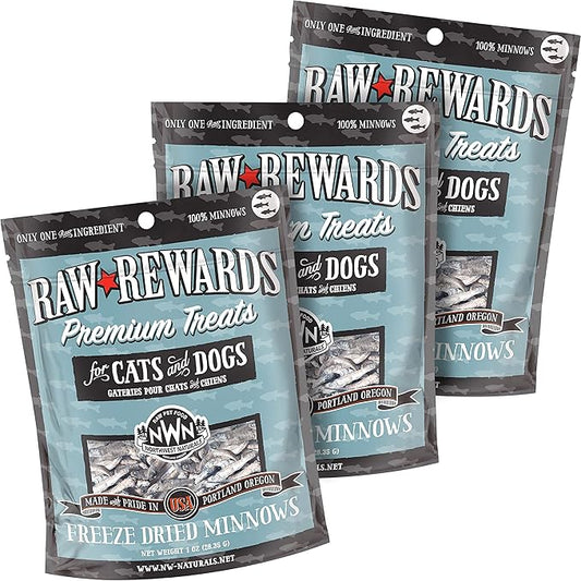 Northwest Naturals Raw Rewards Freeze-Dried Minnow Treats for Dogs and Cats - Bite-Sized Pieces - Healthy, 1 Ingredient, Human Grade Pet Food, All Natural - 1 Oz (Pack of 3) (Packaging May Vary)