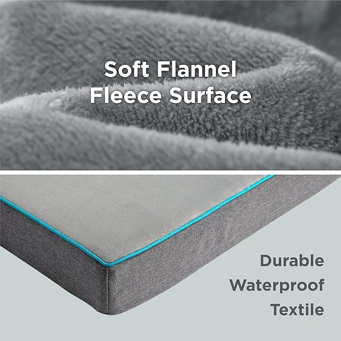 Lesure Dog Bed Cover Flannel - Extra Large Dog Bed Washable Removable Cover, Plush Fleece Replacement Cover for Orthopedic Pet Mad Beds, 41x29x3.5 Inches Grey