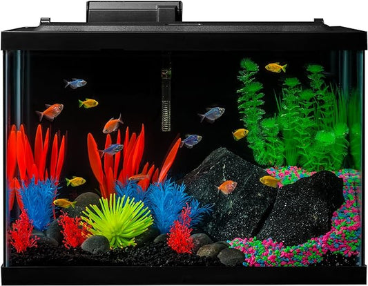 GloFish 20 Gallon Aquarium Kit with LED Lights, Decor Heater and Filter