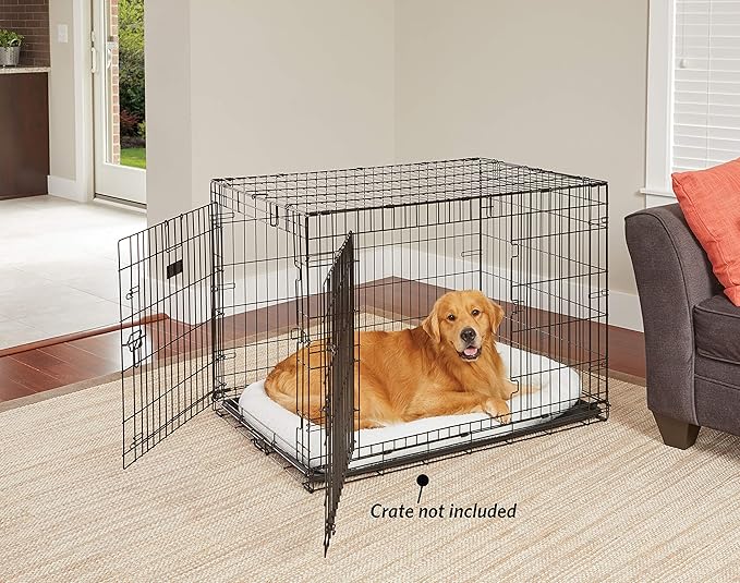 MidWest Homes for Pets Bolster Dog Bed 42L-Inch White Fleece Dog Bed w/ Comfortable Bolster | Ideal for Large Dog Breeds & Fits a 42-Inch Dog Crate | Easy Maintenance Machine Wash & Dry