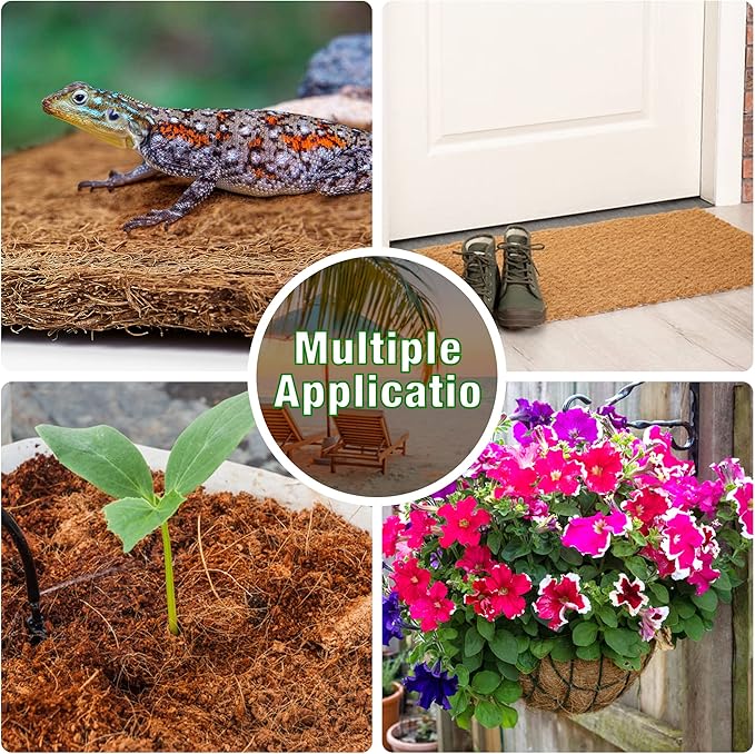 ZeeDix 10 Pieces Reptile Carpet- 12 x 12 inches Natural Coconut Fiber Pet Mat Tortoise Carpet Mat Coco Fiber Substrate Liner Pet Terrarium Liner for Lizard Turtle Snake Gecko Bearded Dragon