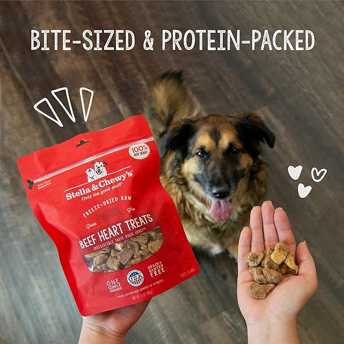 Stella & Chewy's Freeze-Dried Raw Single Ingredient Chicken Hearts Dog Treats, 11.5 oz. Bag