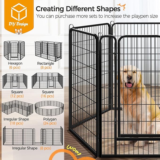 Yaheetech Dog Playpen Outdoor, 6 Panel Dog Fence 47" Indoor Pet Pen for Large/Medium/Small Dogs Heavy Duty Pet Exercise Pen for Puppy/Rabbit/Small Animals Portable Playpen for RV Camping Garden Yard