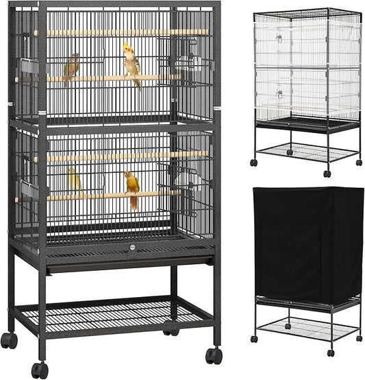 YITAHOME 52 inches Birdcage Cover and Bird Cage Seed Catcher, Bird Cages for Parakeets, Parrot, Cockatiel, Pigeon, Flight cage for Birds